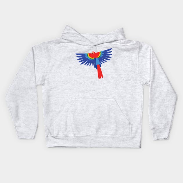 Colorful scarlet macaw Kids Hoodie by Geramora Design